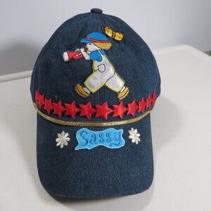 Denim baseball cap hat (sassy boy or girl with appliques) CHILD SIZE No Hot Glue